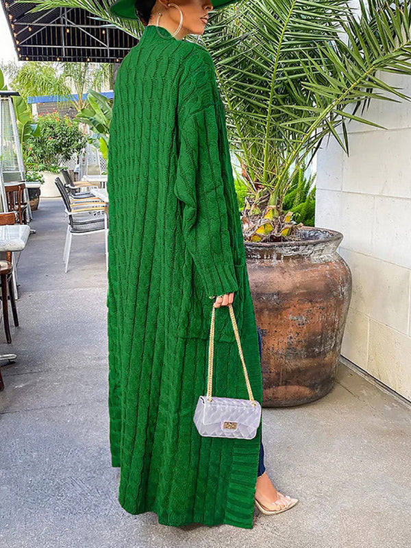 Knitted Solid Pocket Sweater Cardigans