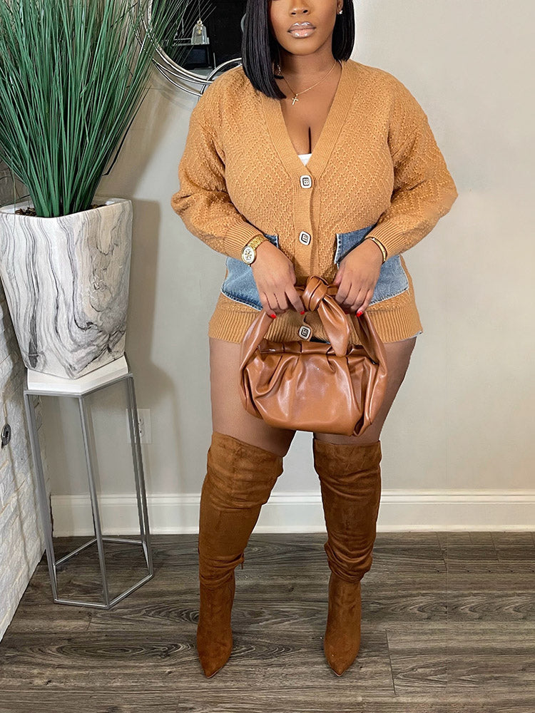 Denim Pocket Button Cardigans