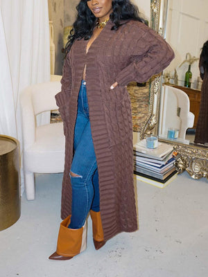 Knitted Solid Pocket Sweater Cardigans