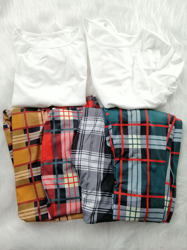 Plaid Top Overalls Set