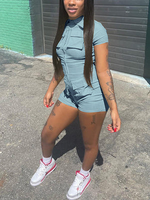 Zip Up Cargo Rompers