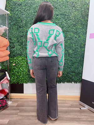 Contrast Letter Knit Cardigans