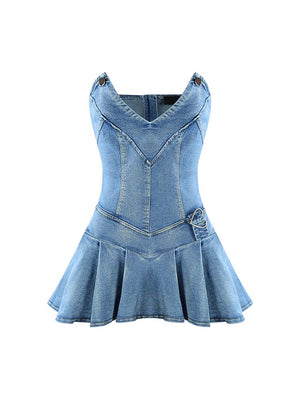 Sweetheart Denim Mini Dresses