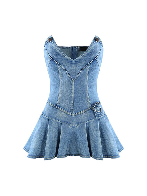 Sweetheart Denim Mini Dresses