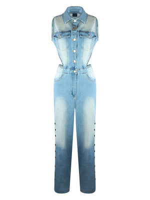 Snap It Out Wide Denim Jumpsuits