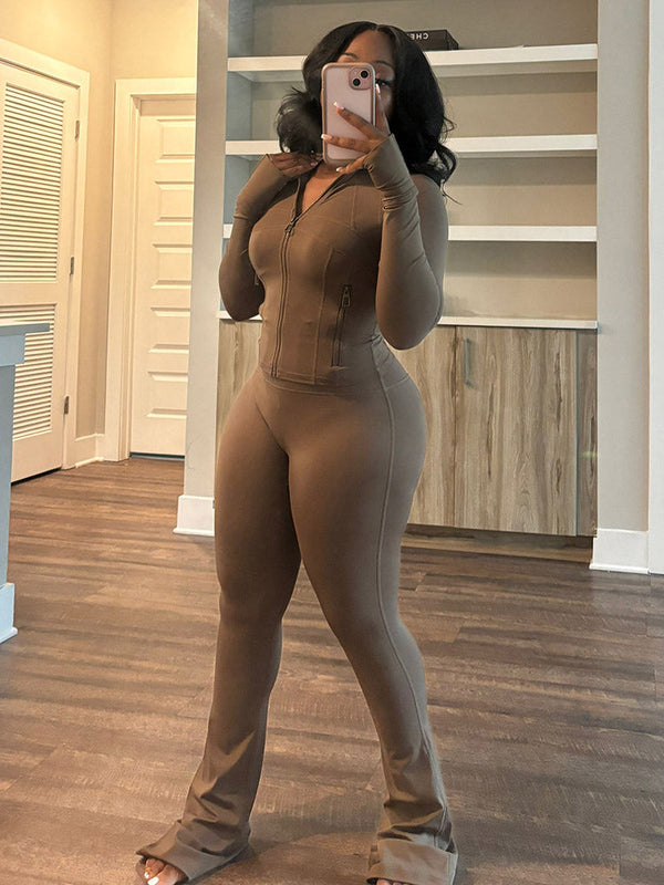 Shape Jacket  Flare Pants Activewear Set