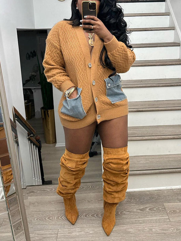 Denim Pocket Button Cardigans