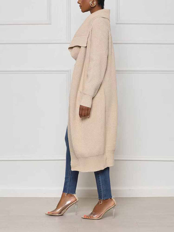 Knitted Solid Open Front Cardigans