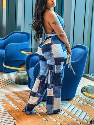 Halter Color Block Jumpsuits