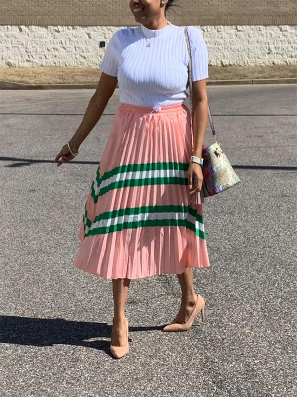 Striped Pleated Skirts