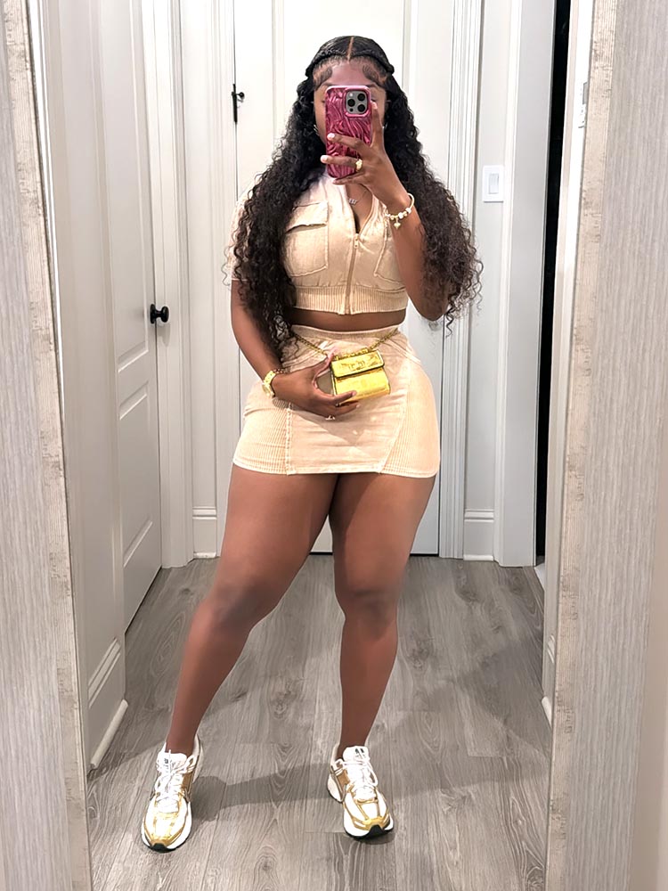 Ribbed Crop Top Skirt Set