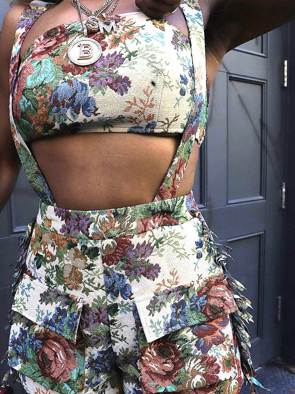 Vintage Tube Top Overall Set