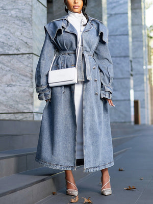 Double-Breasted Denim Trench Coats