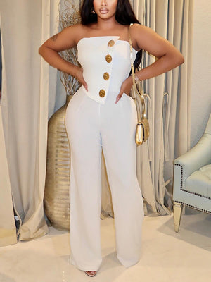 Strapless Gold Decor Jumpsuits