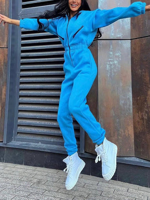 Hooded Zip-Up Jumpsuits