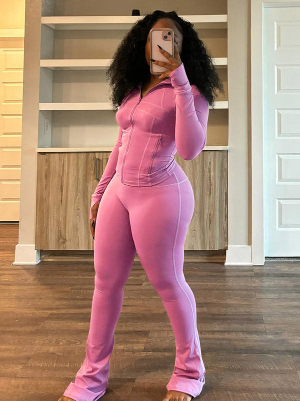 Shape Jacket  Flare Pants Activewear Set