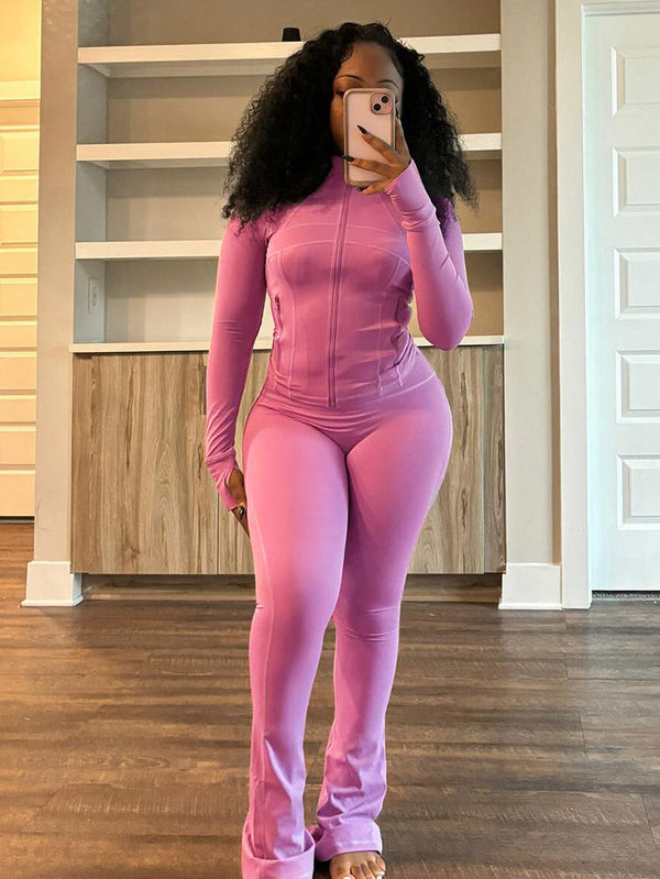 Shape Jacket  Flare Pants Activewear Set