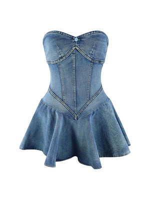 Sweetheart Denim Mini Dresses