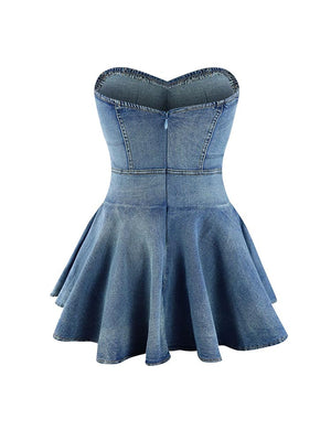 Sweetheart Denim Mini Dresses
