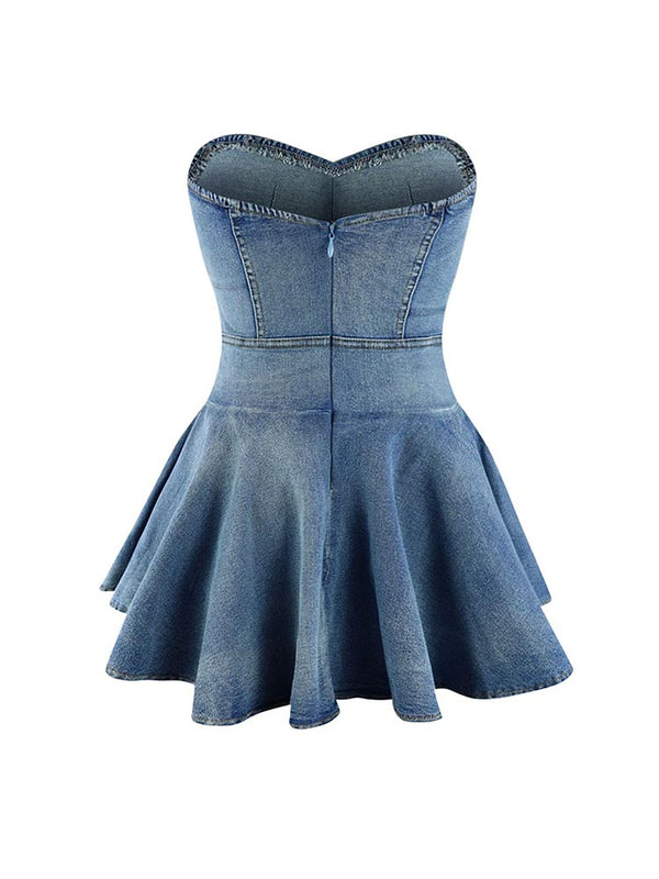 Sweetheart Denim Mini Dresses