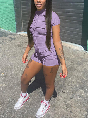 Zip Up Cargo Rompers