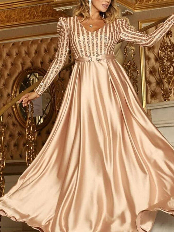 Elegant Sequined Satin Dresses