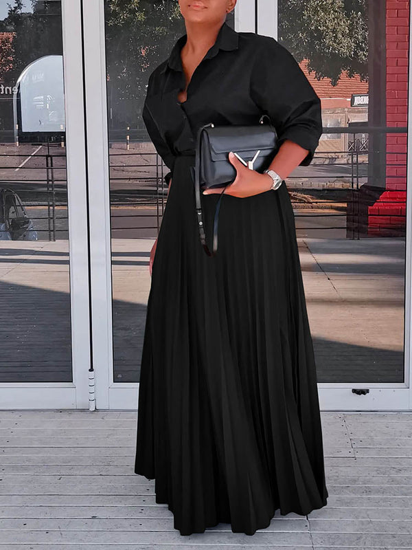 Solid Color High Waist Pleated Skirts