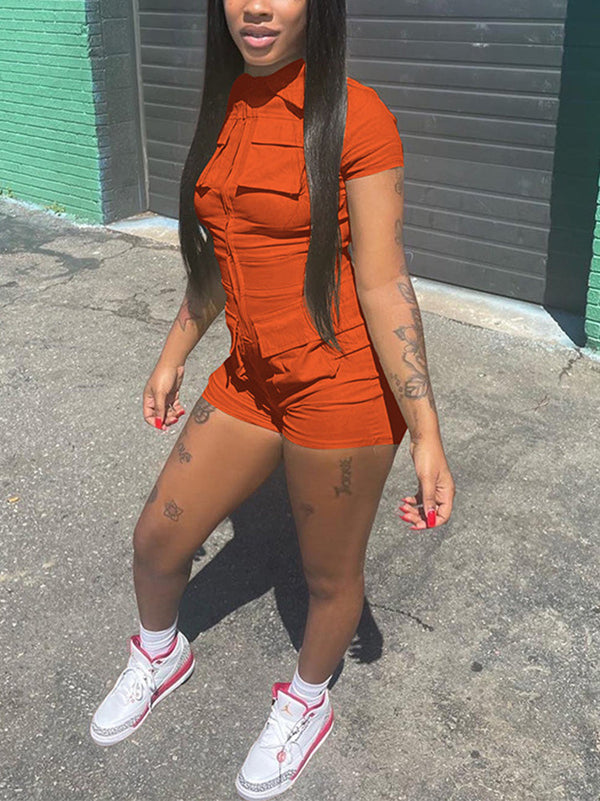 Zip Up Cargo Rompers