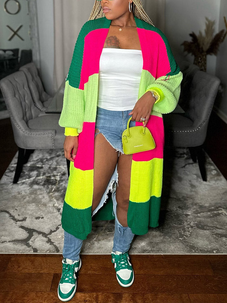 Color Block Knit Cardigans