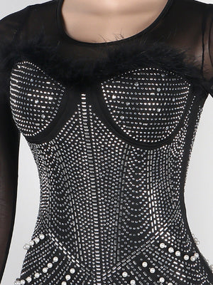 Feather Pearl Rhinestone Dresses