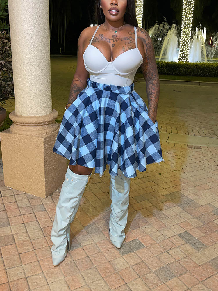 Plaid Irregular Skirts
