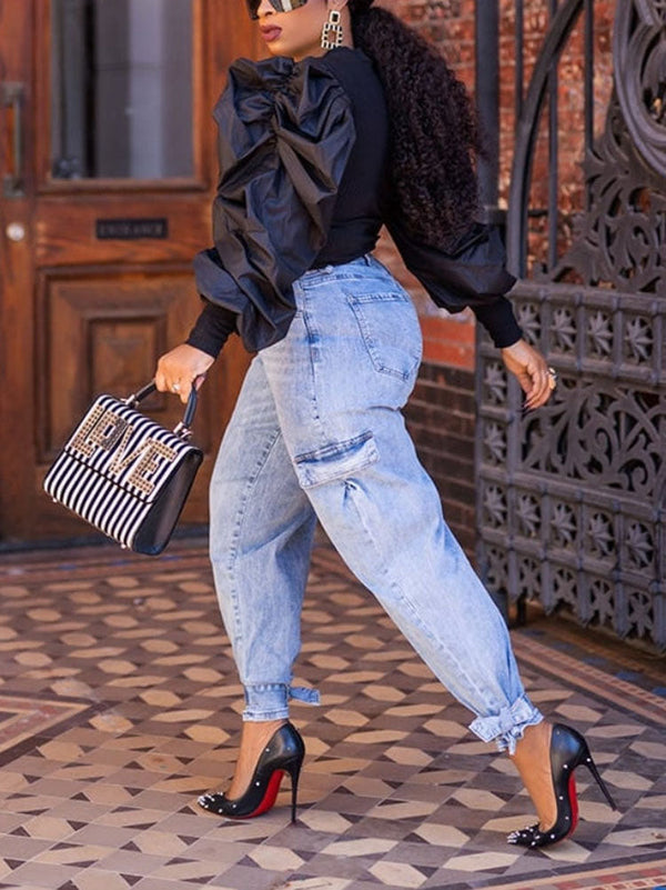 Bubble Sleeve Knit Tops