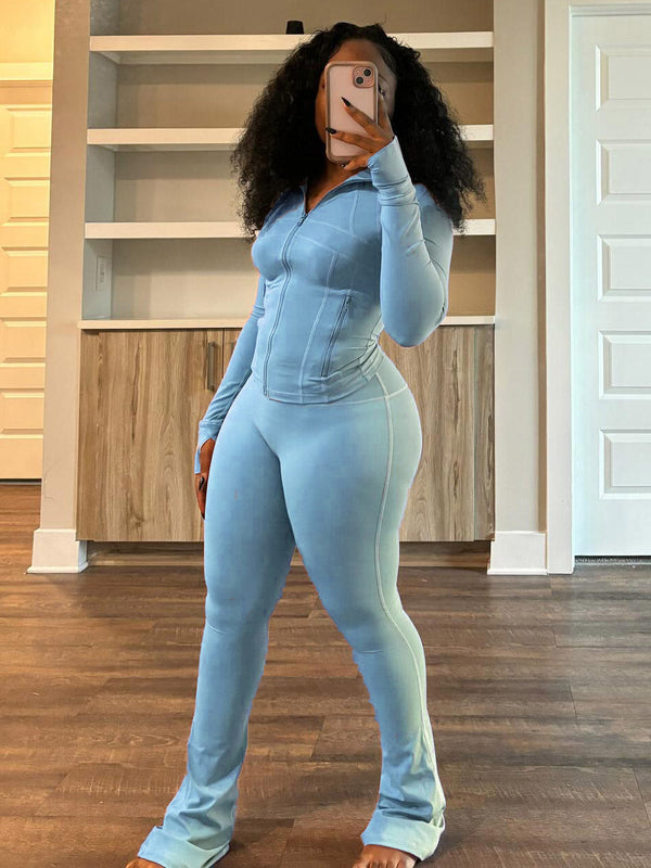 Shape Jacket  Flare Pants Activewear Set