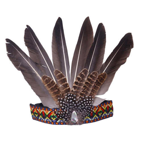 YM & Dancer P42 Feather Headdress Native American Indian Headwear Head Accessories for Men Women Stretch Headband Photo Props Fancy Dress