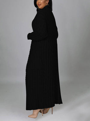 Knitted Solid Pocket Sweater Cardigans