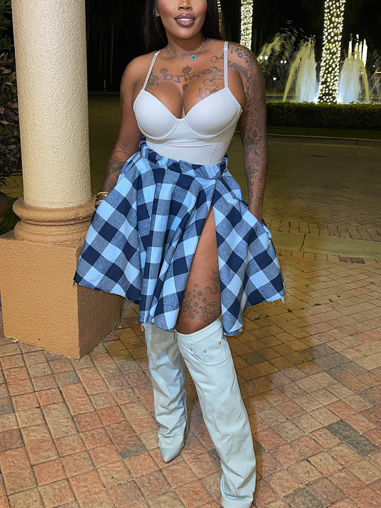 Plaid Irregular Skirts