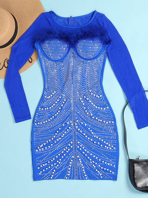Feather Pearl Rhinestone Dresses