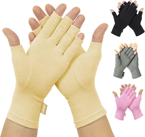 YM & Dancer G27 Arthritis Gloves - Men, Women Rheumatoid Compression Hand Glove for Osteoarthritis- Arthritic Joint Pain Relief - Carpal Tunnel Wrist Support - Open Finger, Fingerless Thumb for Computer Typing