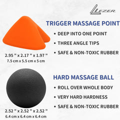 YM & Dancer E137 Trigger Massage Point, Manual Massage Ball, Hip Hook, Muscle Knot Release Tool, Deep Tissue Relief, Hip Flexor Iliacus Back Psoas Hand Foot Myofascial, Physical Therapy, 2.9 inｘ2.1 in（Orange）