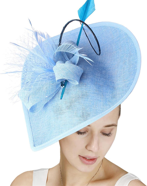 YM & Dancer P90 Women's Wide Brim Fascinator Elegant Tea Party Headband Kentucky Derby Hat with Mesh Feather Wedding Headwear