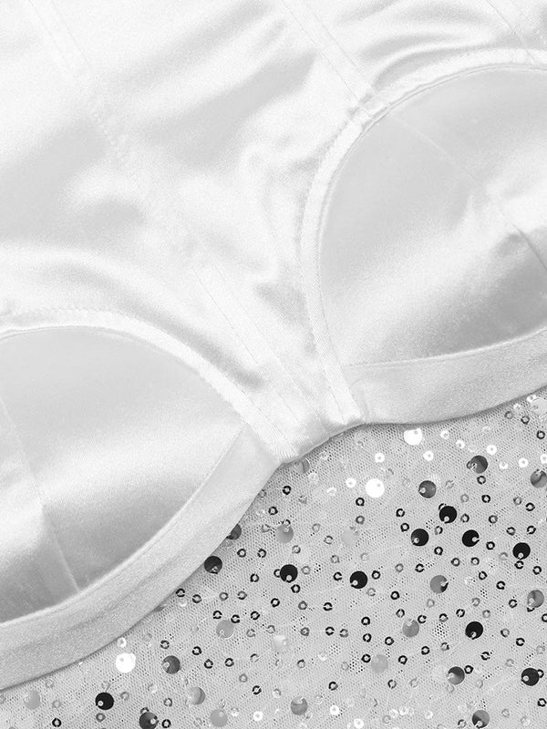 Strapless Sequin Mesh Dresses