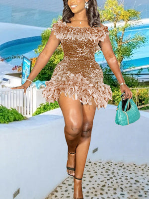 Sequin Feather Party Dresses