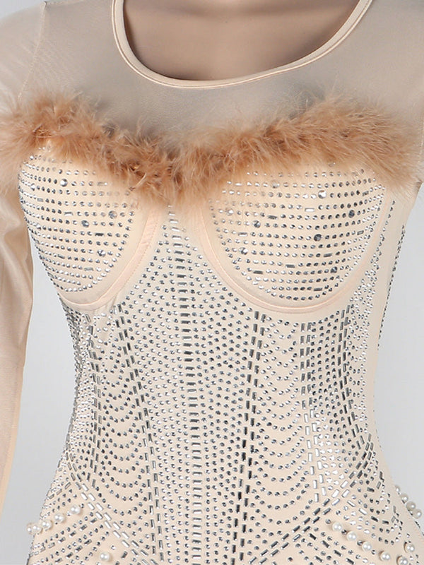 Feather Pearl Rhinestone Dresses