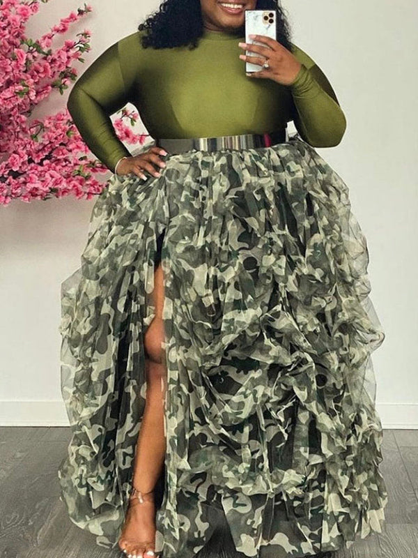 High Waisted Slit Tulle Skirts