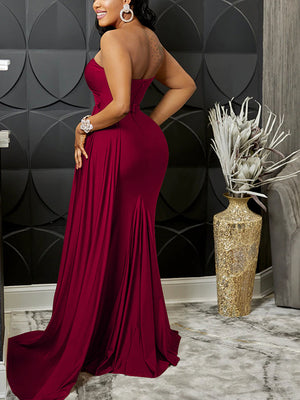 One Shoulder Solid Color Party Dresses