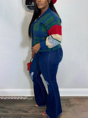Retro Plaid Knit Cardigans
