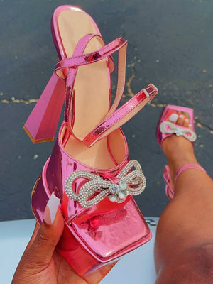 Sparkling Bow Platform Heels