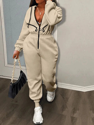 Hooded Zip-Up Jumpsuits