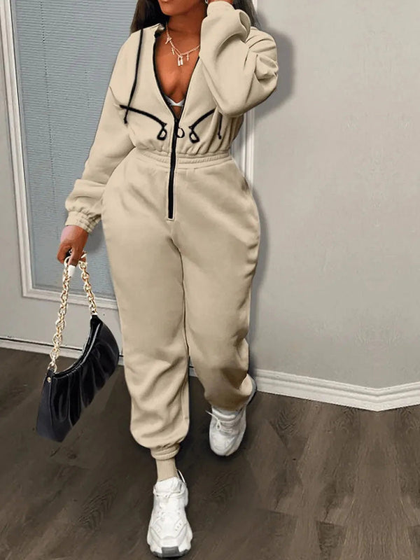 Hooded Zip-Up Jumpsuits
