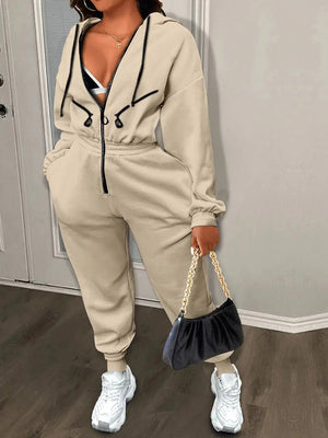 Hooded Zip-Up Jumpsuits